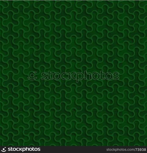3d Seamless Web Geometric Pattern. Green Background Of Forms Of A Spinner With Black Dots In The Background. Frame Border Wallpaper. Elegant Repeating Vector Ornament