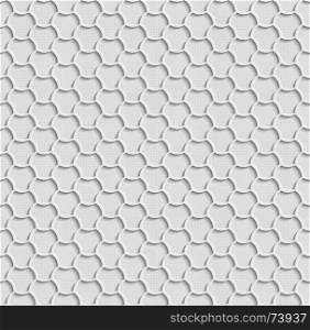3d Seamless Web Hexagon Pattern. Gray Tile Surface Gray Dots Of Different Sizes On The Bottom Layer. Frame Border Wallpaper. Elegant Repeating Vector Ornament