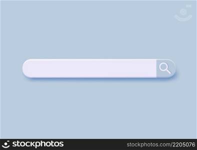 3D search bar. Browser button for website and UI design. Search form template. web search concept. 3d rendering. Vector illustration. 3D search bar.