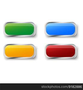 3d set with rectangular colored buttons. Vector illustration. EPS 10.. 3d set with rectangular colored buttons. Vector illustration.