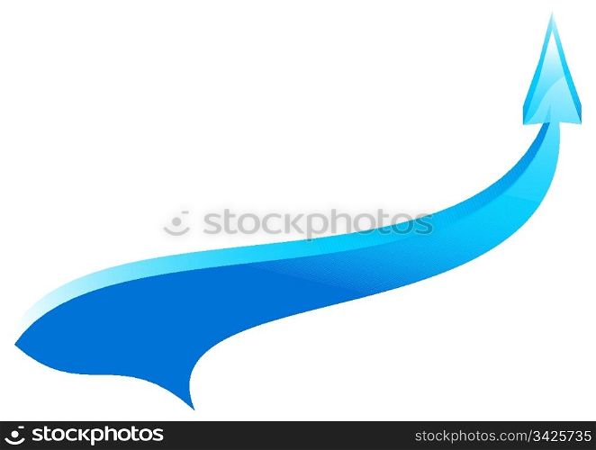 3d shiny arrow in perspective, vector illustration