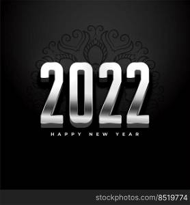 3d silver 2022 new year text effect on black background