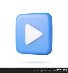 3d simple play video or audio icon. Play interface symbol . 3d rendering. Vector illustration.. 3d Play blue icon