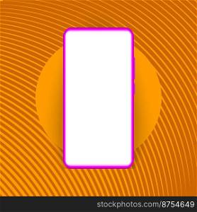 3d smartphone with empty screen for mockup mobile concept. Showcase cellphone frame display minimal scene with device phone. Mobile phone isolated on pastel pink background. Vector illustration