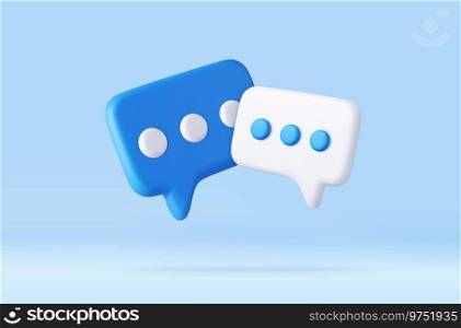 3D speech bubble icons isolated on background. 3D symbol for chat on social media. Chatting box, message box. 3d rendering. Vector illustration. 3d Blank white speech bubble pin