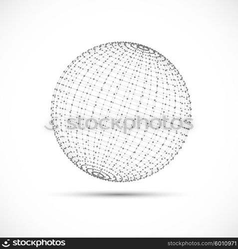 3D sphere. 3D sphere with dots and polygons vector background