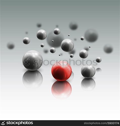 3d spheres in motion on gray background, vector illustration.