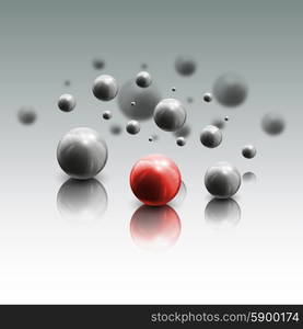 3d spheres in motion on gray background, vector illustration.