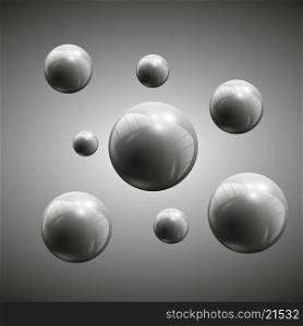 3d spheres on gray background vector illustration. Spheres vector illustration