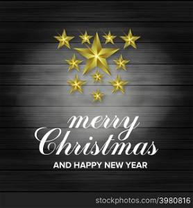 3d Star Merry Christmas and Happy New Year background