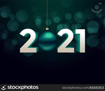 3d style 2021 happy new year background with christmas ball