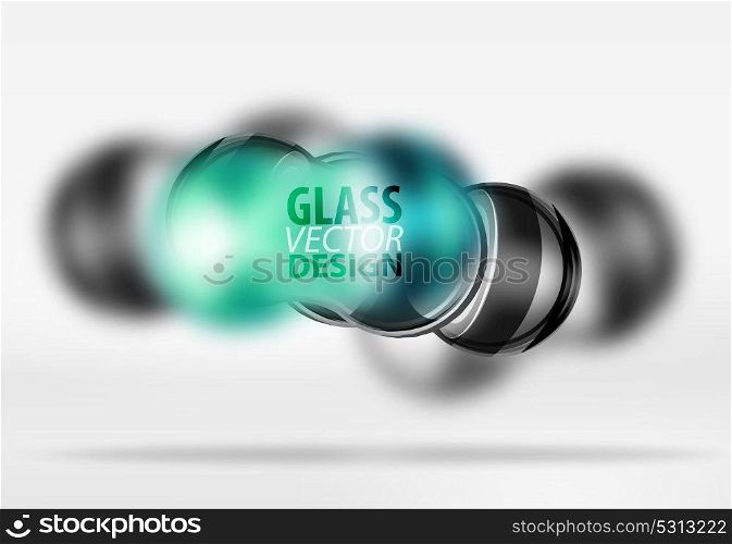 3d techno glass bubble design. Blue 3d techno glass bubble design, vector future hi-tech shapes with blurred effects