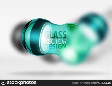 3d techno glass bubble design. Blue 3d techno glass bubble design, vector future hi-tech shapes with blurred effects