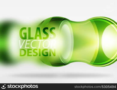 3d techno glass bubble design. Green 3d techno glass bubble design, vector future hi-tech shapes with blurred effects