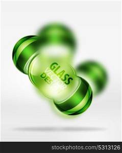 3d techno glass bubble design. Green 3d techno glass bubble design, vector future hi-tech shapes with blurred effects