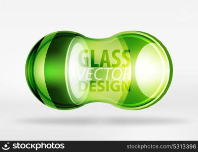 3d techno glass bubble design. Green 3d techno glass bubble design, vector future hi-tech shapes with blurred effects