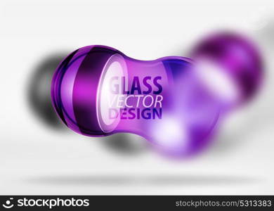 3d techno glass bubble design. Purple 3d techno glass bubble design, vector future hi-tech shapes with blurred effects