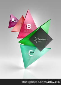 3d triangle modern composition. Vector template background for workflow layout, diagram, number options or web design