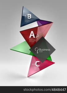 3d triangle modern composition. Vector template background for workflow layout, diagram, number options or web design