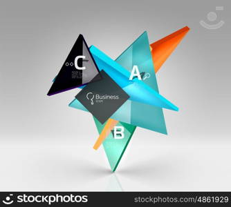 3d triangle modern composition. Vector template background for workflow layout, diagram, number options or web design