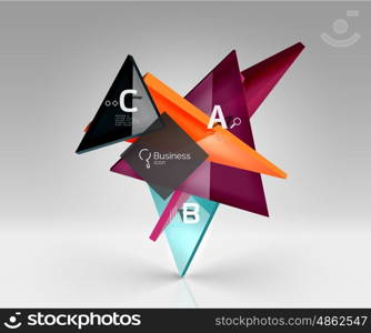 3d triangle modern composition. Vector template background for workflow layout, diagram, number options or web design