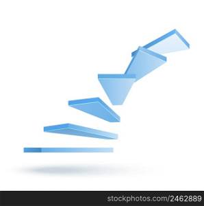 3d vector climbing up stairs isolated on white background