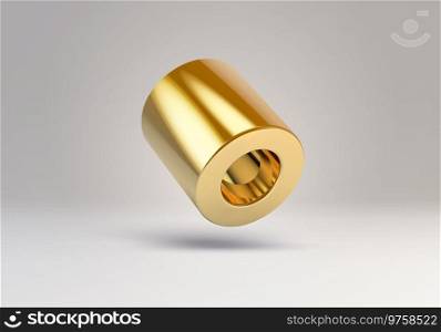 3D vector element or simple isolated golden shape. Shiny object with reflections made of gold.