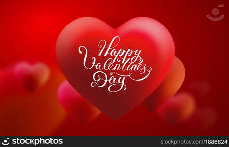 3d vector heart with Happy Valentines Day lettering. Vector Illustration.. 3d vector heart with Happy Valentines Day lettering. Vector Illustration. Love heart background.