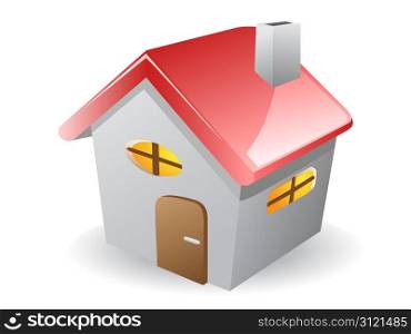 3d vector house icon drew on white background