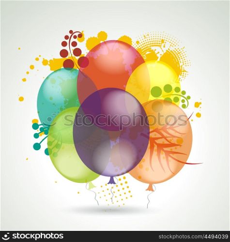 3d Vector Realistic Balloons Flying with Plants for Party and Celebrations.