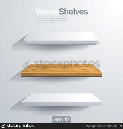 3D Vector shelves. Rectangle and rounded corner shape.