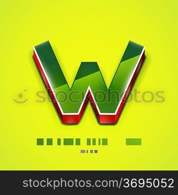 3d vector W letter. Tecnology business symbol. Glossy style