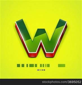 3d vector W letter. Tecnology business symbol. Glossy style