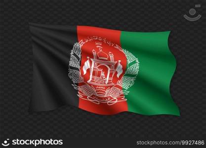 3D Waving Flag of Afghanistan. Vector illustration. 3D Waving Flag