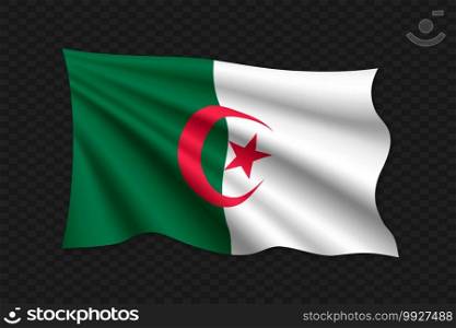 3D Waving Flag of Algeria. Vector illustration. 3D Waving Flag