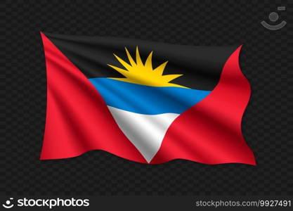 3D Waving Flag of Antigua. Vector illustration. 3D Waving Flag