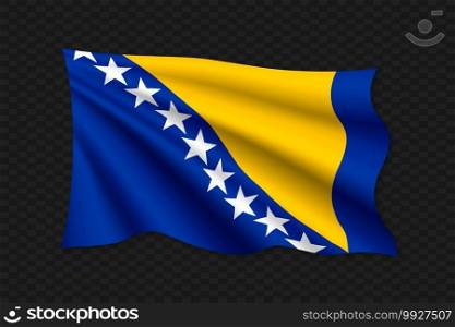 3D Waving Flag of Bosnia. Vector illustration. 3D Waving Flag