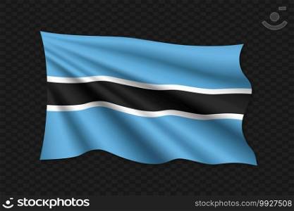 3D Waving Flag of Botswana. Vector illustration. 3D Waving Flag