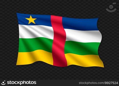 3D Waving Flag of Central African Republic. Vector illustration. 3D Waving Flag