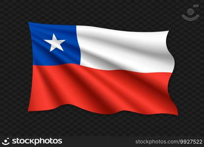 3D Waving Flag of Chile. Vector illustration. 3D Waving Flag