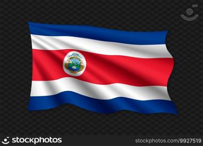 3D Waving Flag of Costa Rica. Vector illustration. 3D Waving Flag
