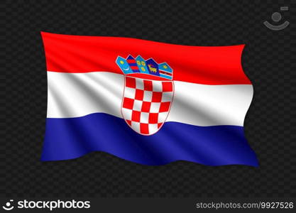 3D Waving Flag of Croatia. Vector illustration. 3D Waving Flag