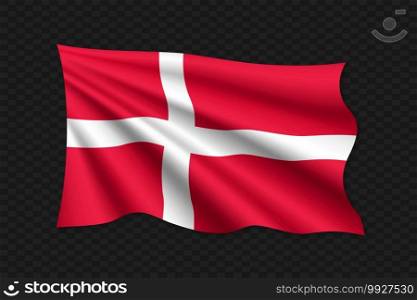 3D Waving Flag of Denmark. Vector illustration. 3D Waving Flag