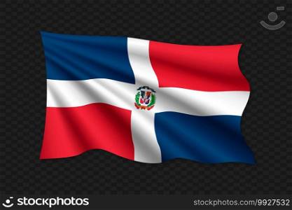3D Waving Flag of Dominican Republic. Vector illustration. 3D Waving Flag