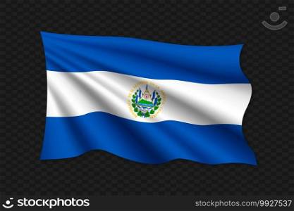 3D Waving Flag of El Salvador. Vector illustration. 3D Waving Flag