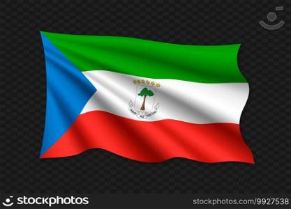 3D Waving Flag of Equatorial Guinea. Vector illustration. 3D Waving Flag