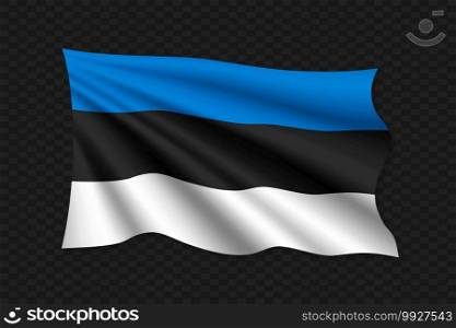 3D Waving Flag of Estonia. Vector illustration. 3D Waving Flag