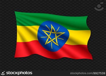 3D Waving Flag of Ethiopia. Vector illustration. 3D Waving Flag