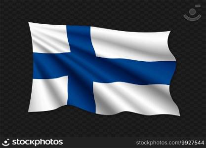 3D Waving Flag of Finland. Vector illustration. 3D Waving Flag