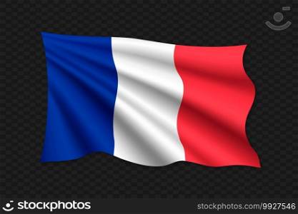 3D Waving Flag of France. Vector illustration. 3D Waving Flag